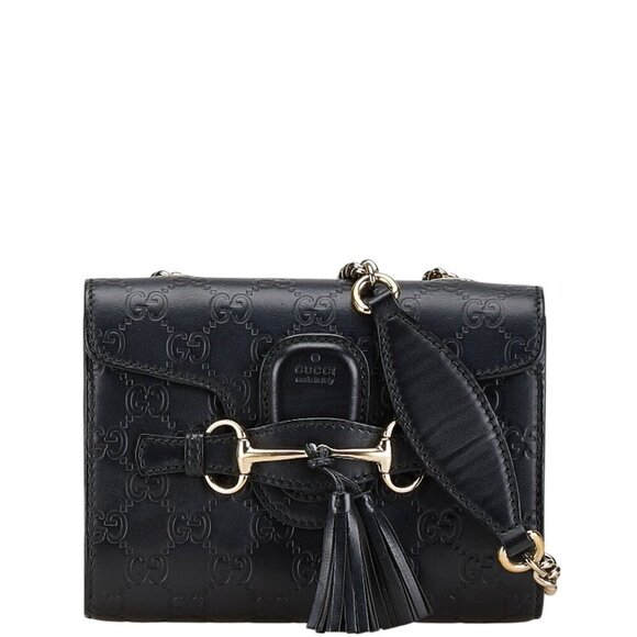 Gucci Handbags - GUCCI Authentic Black Leather Horsebit Shoulder Bag